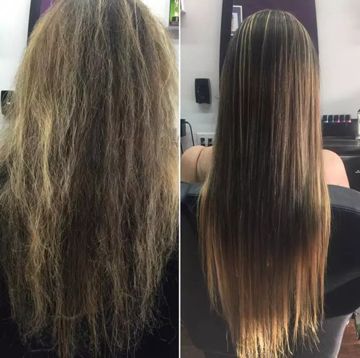 Hair straightening before and after