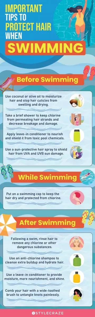 important tips to protect hair when swimming (infographic)