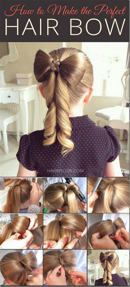 Hair bow hairstyle for school