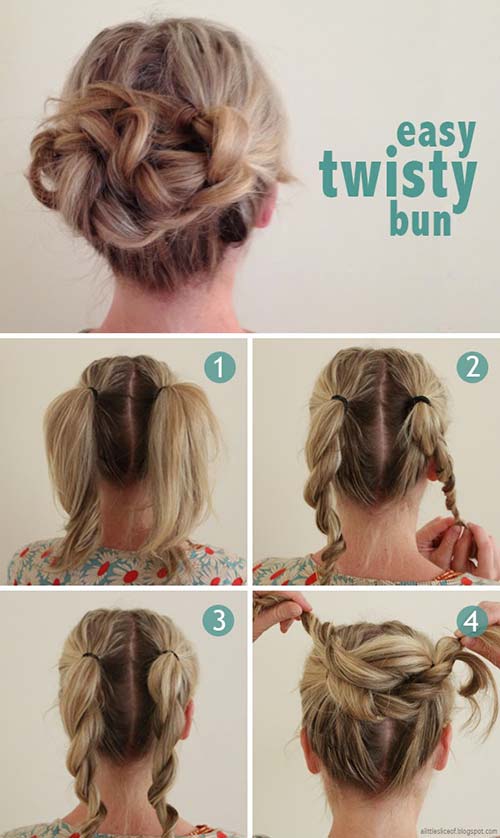 Easy twisty bun hairstyle for school
