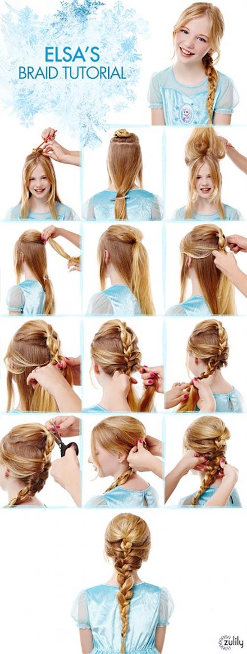 Elsa's braided hairstyle for school