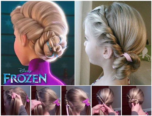 Elsa's coronation bun hairstyle for school