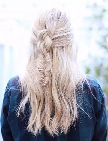 Mixed up half braided hairstyle for long hair