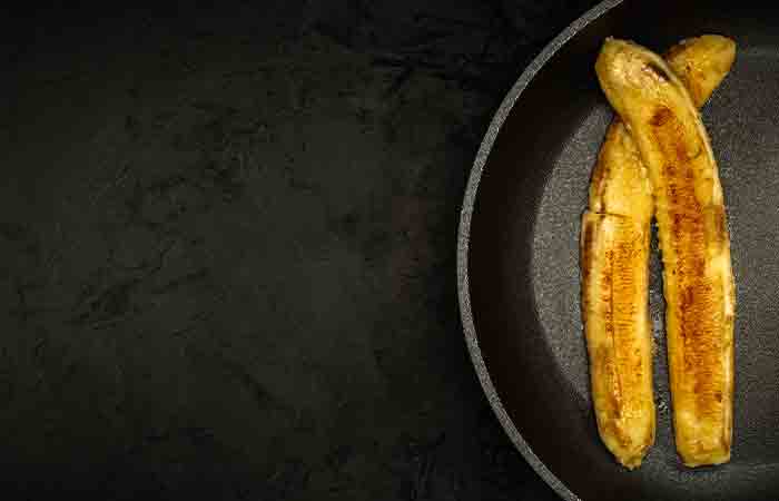 Banana peels in a pan