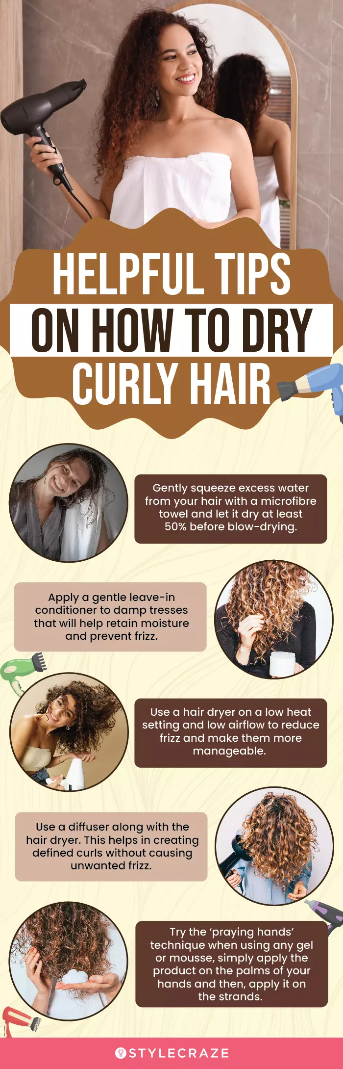 Helpful Tips On How To Dry Curly Hair (infographic)