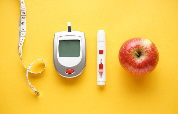 Apple with a glucometer