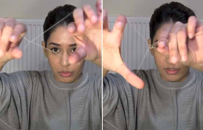 Step 6 to thread eyebrows at home