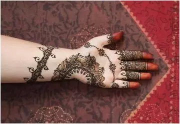 Red and black mehendi design for hands