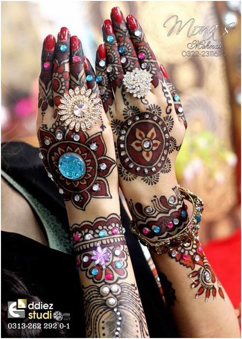 Colorful mehendi design for hands
