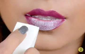 Step 5 of mattifying a glossy lipstick