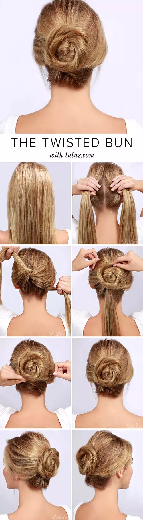 Twisted bun hairstyle tutorial for girls with long hair