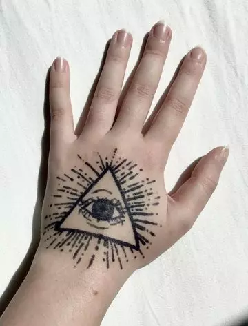 Single eye inside a triangle representing illuminti tattoo for the hand