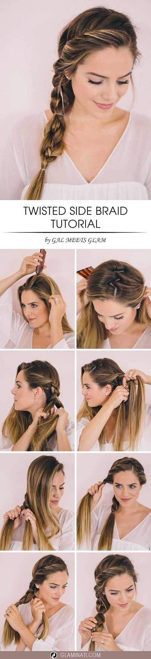 Twisted side braid hairstyle tutorial for girls with long hair