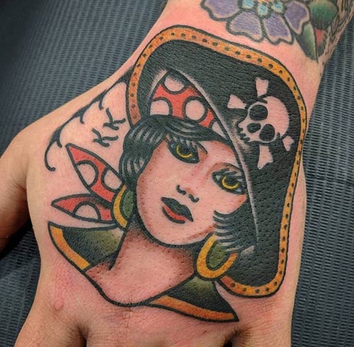 Sailor girl hand tattoo design
