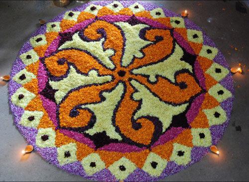 Rangoli design with flowers