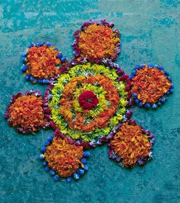 25 Most Colourful Rangoli Designs With Flowers