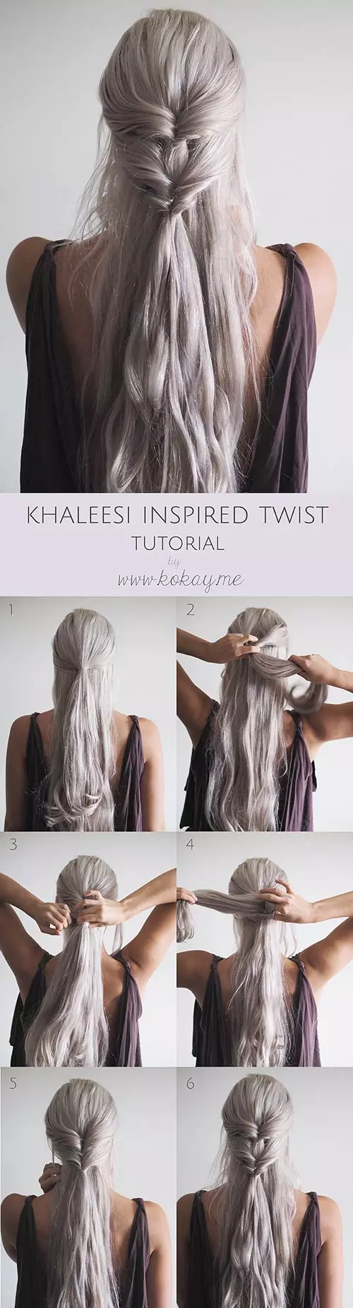 Khaleesi inspired twist hairstyle tutorial for girls with long hair