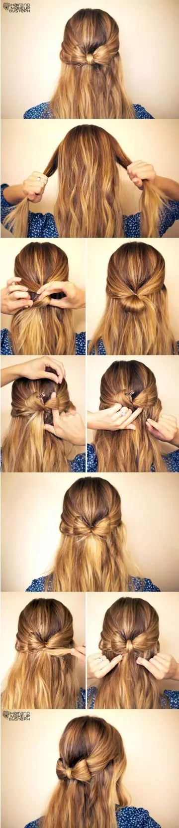 Half-up bow hairstyle tutorial for girls with long hair