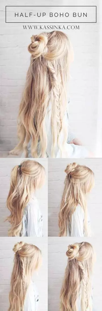 Boho braids with bun braided hairstyle for girls