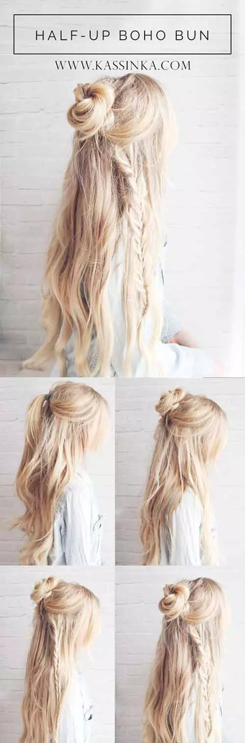 Boho braids with bun braided hairstyle for girls