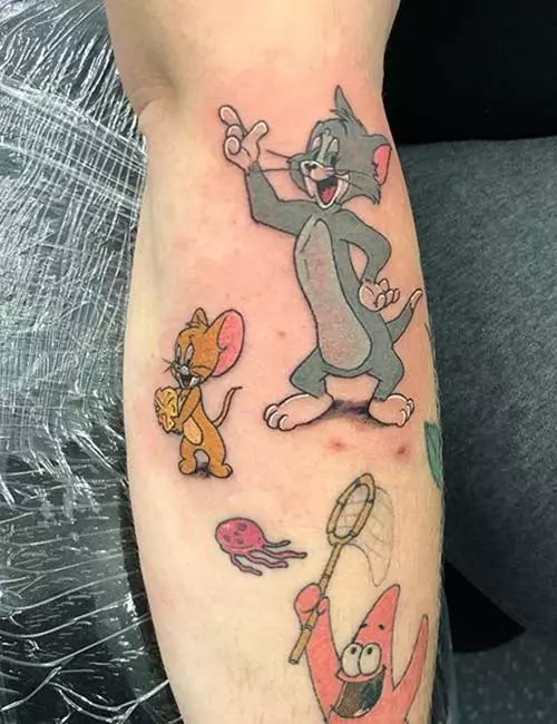 Cartoon arm tattoo idea