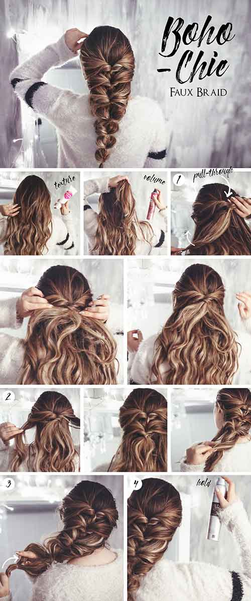 Chic faux braid braided hairstyle for girls
