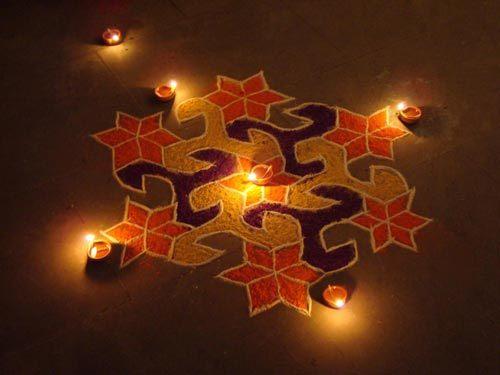 Rangoli design with flowers