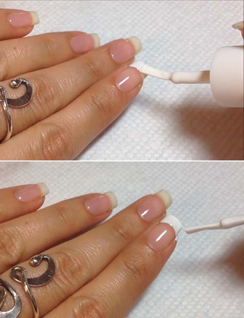 Do your tips for a French manicure using the gel technique