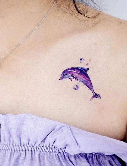 Dolphin Tattoo On Front Shoulder With Meaning