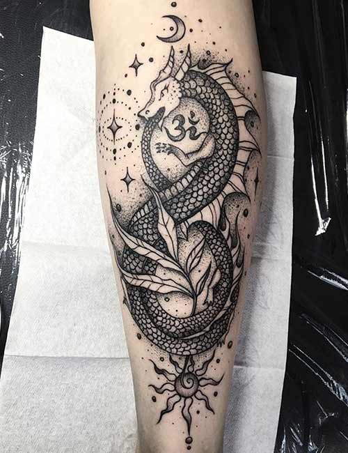 Dragon forearm tattoo design for women