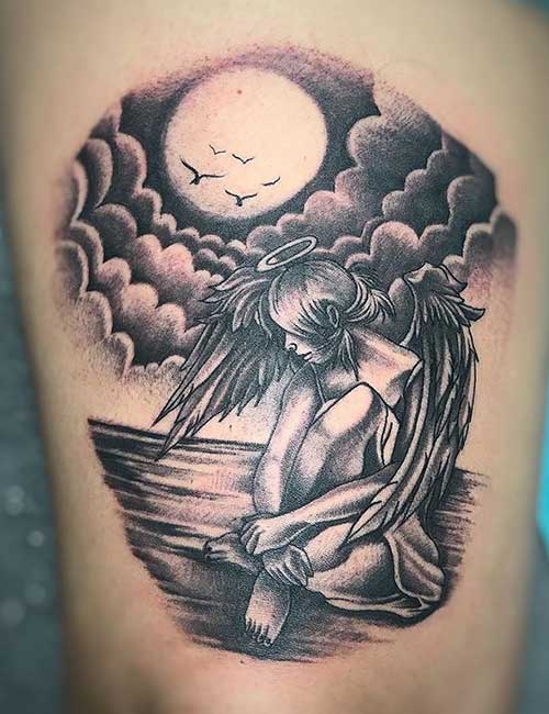Fallen angel tattoo design
