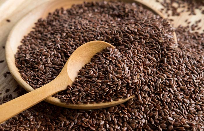 A bowl full of organic flaxseeds