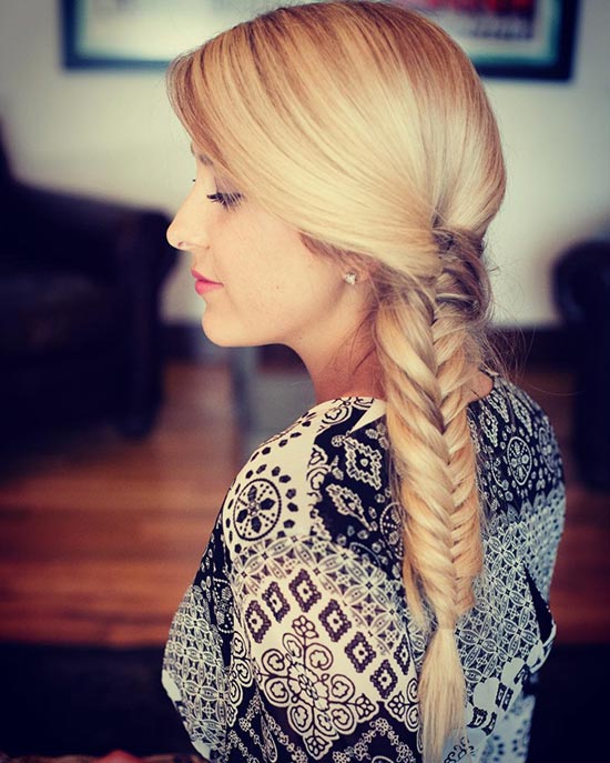 Fish braided hairstyle for long hair