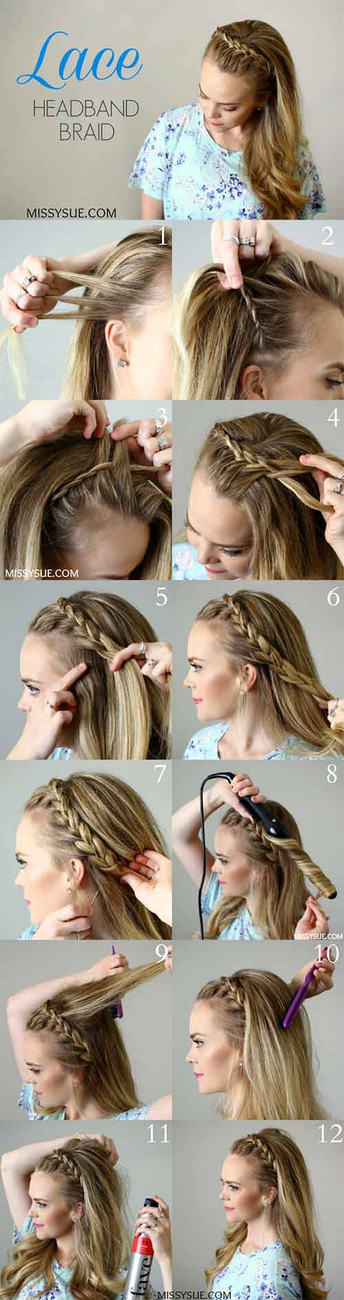 Lace braid headband hairstyles for girls