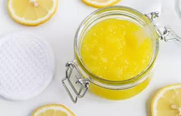 Lemon peel exfoliating face mask in a bowl