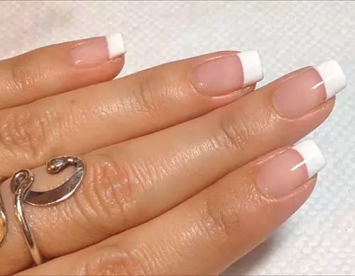 The final look of French manicure using gel technique