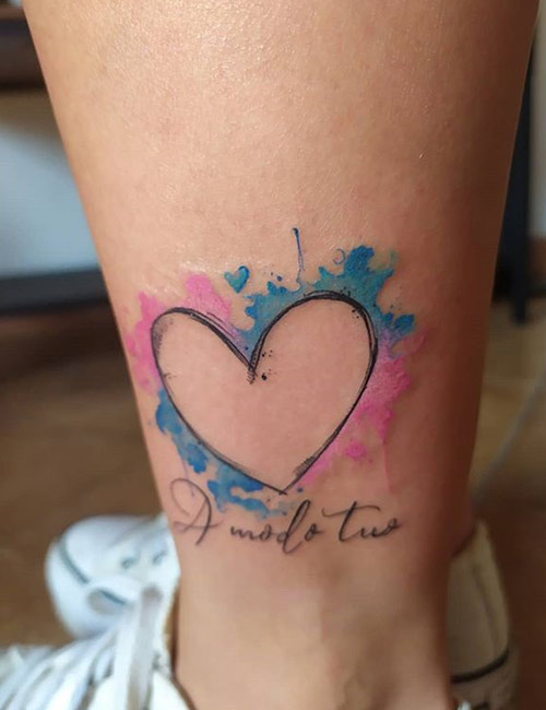A color tattoo of a heart representing love