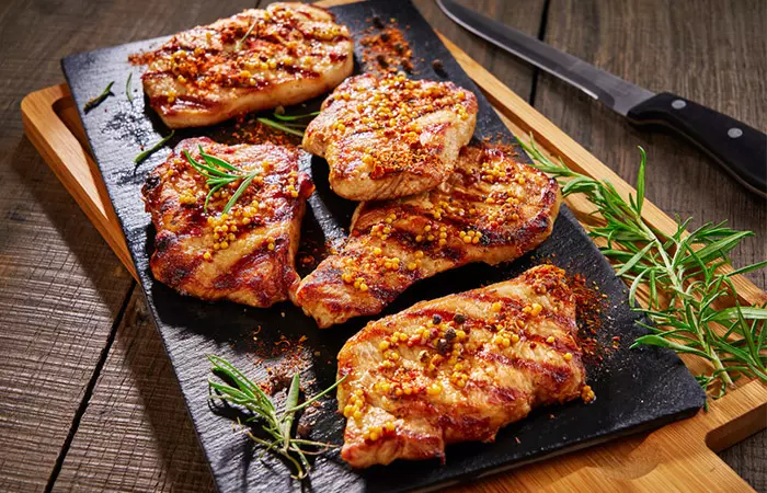 Pork chops are one of the high-protein foods