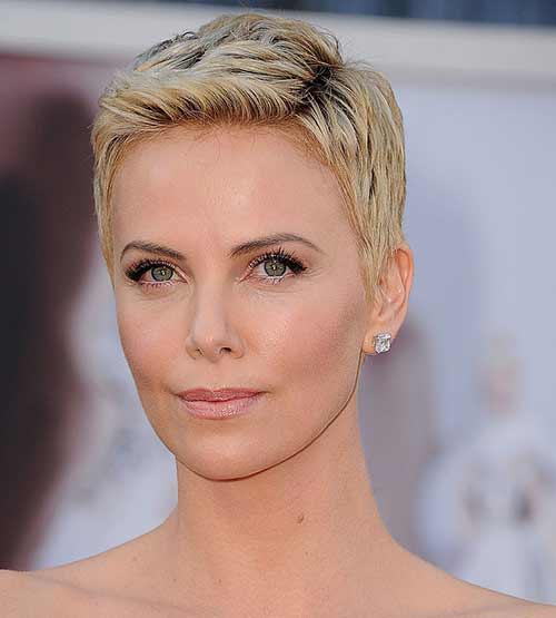 Short upturned pixie short hairstyle for women