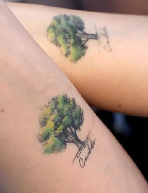 Color tattoo of a small tree