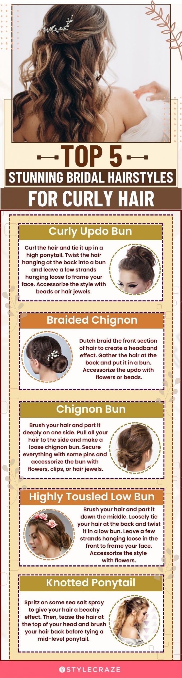 top 5 stunning bridal hairstyles for curly hairs (infographic)
