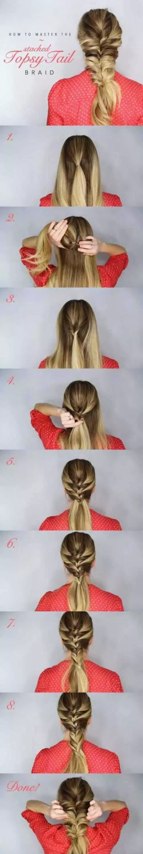 Topsy tail braided hairstyle for girls