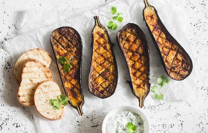 Grilled eggplant slices