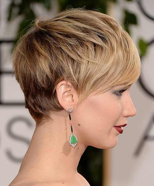Wind-swept pixie short hairstyle for women