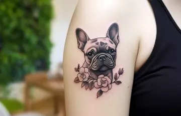 Bulldog tattoo on the upper arm