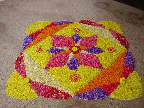 Rangoli design with flowers