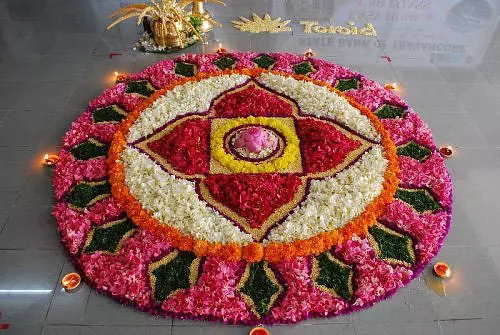 Rangoli design with flowers