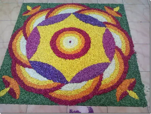 Rangoli design with flowers