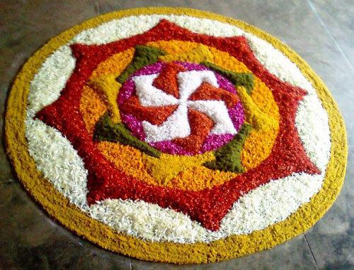 Rangoli design with flowers