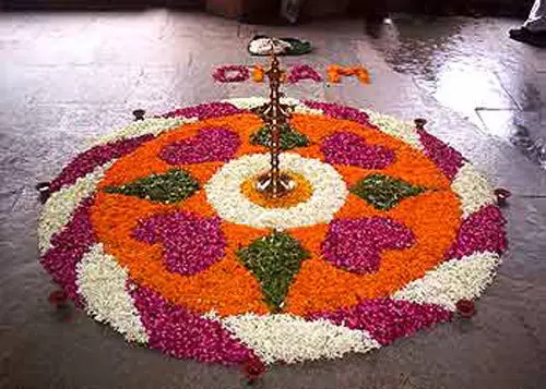 Rangoli design with flowers